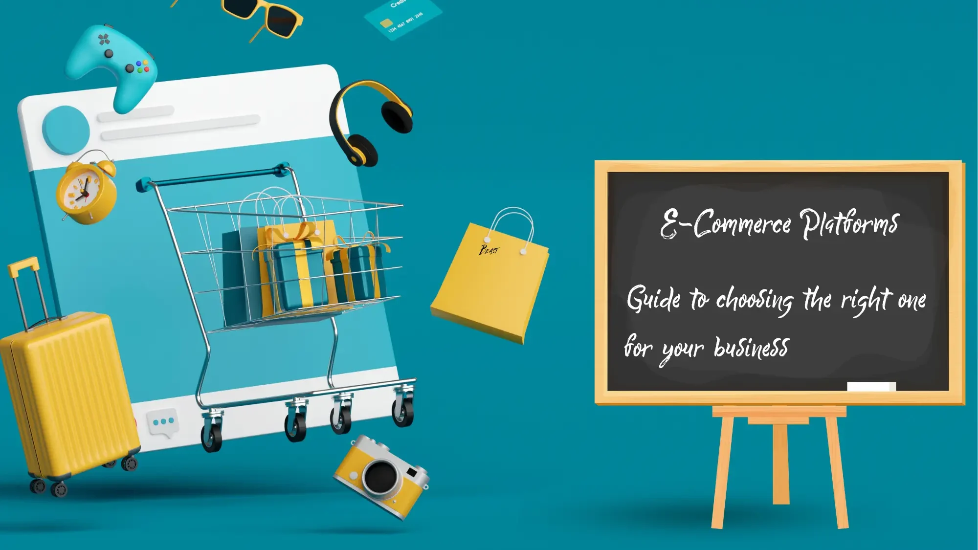 Black board with Guide to choosing the proper e-commerce platform as text